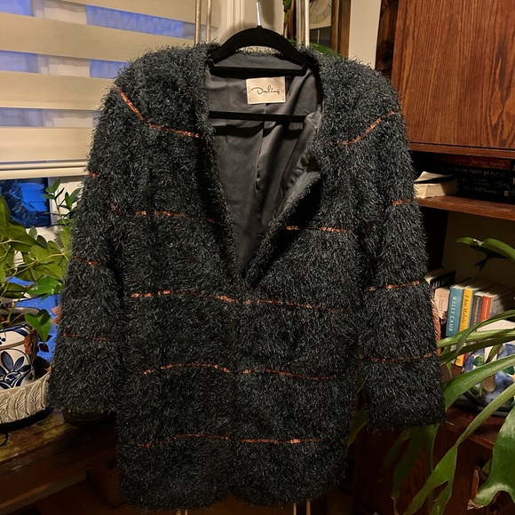 Darling navy blue fuzzy dress coat - Picture 2 of 9